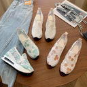 Floral Embroidered Women's Sneakers with Traction Sole