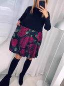 Rose Pattern Women's Dress with Relaxed Fit