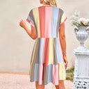 Modern Striped V-Neck Ruffle Dress for Women