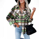Chic Women's Checkered Blouse with Patch Pockets