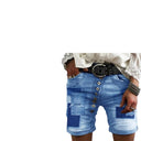 Women's Distressed Denim Shorts with Button Closure