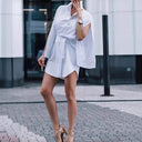 Chic Ruffle Sleeve Women's Shirt Dress with Waist Belt