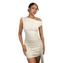 Asymmetrical Mini Dress with Chic Draping