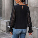 Chic Women's Top with Lace Details and Sheer Sleeves