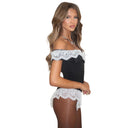 Chic Lace Trim Wrap Bodysuit for Women