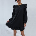 Woman's Ruffle Detail Dress with Chic Waistline