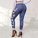 Floral Lace Waistband Leggings with Butterfly Design