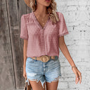 Women's Modern V-Neck Blouse with Lace Accents