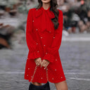 Chic Women's Bow Collar Polka Dot Dress