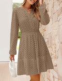 Stylish Women's Blouse Dress with Unique Cutwork and Statement Sleeves