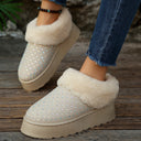Chic Fluffy Slippers with Glitter Accents and Cozy Lining