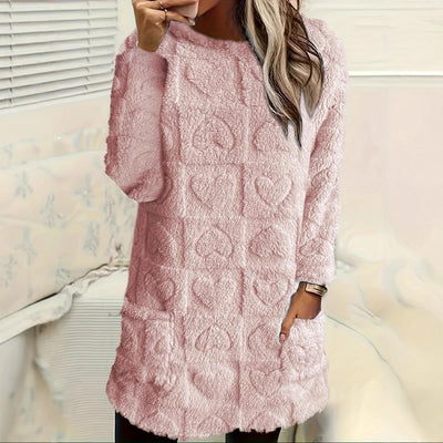 Heart-Pattern Women's Sweat Dress for Everyday Wear