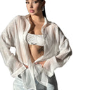 Chic Oversized Women's Blouse with Button Accents