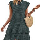 Boho Ruffle Dress with High Neck Collar