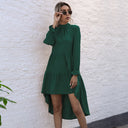 Chic Midi Dress with Ruffles and Long Sleeves