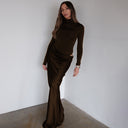Chic Long-Sleeved Maxi Dress with Draped Design