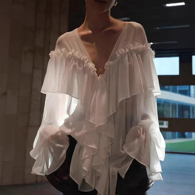 Chic Ruffled Women's Blouse