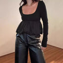 Chic Pleated Blouse with Wide Hem for Women