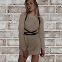 Chic Women's Knit Dress with Belted Design