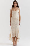 Chic Maxi Dress with Ruffled Accents and Flattering Silhouette