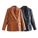 Chic Women’s Faux Leather Blazer
