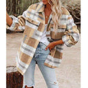 Stylish Checkered Blouse with Oversized Fit and Pockets