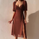 Chic Maxi Dress with Puff Sleeves and Slit