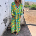 Chic Women's V-Neck Long Sleeve Dress with Pockets