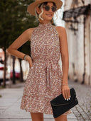 Floral Halter Dress with Playful Hem Design
