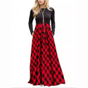 Chic Long Sleeve Maxi Dress in Modern Check