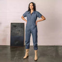 Women's Stylish Jumpsuit with Utility Pockets and Zipper