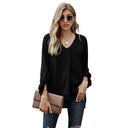 V-Neck Women's Blouse with Long Sleeves