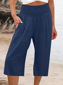 Chic Women's Culottes with Stretchy Waist and Pockets