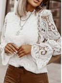 Lace Blouse with Ruffle Sleeves for Women