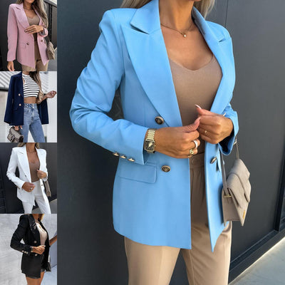 Chic Women's Double Button Blazer with Tailored Cut