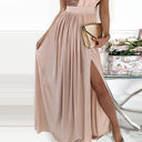Women’s Shimmering Bodice Evening Dress with Flared Skirt