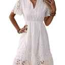 Chic Women's Eyelet Pattern Dress