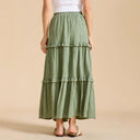 Long Flared Skirt with Ruffles and Stretch Waist