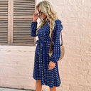 Chic Women's Long-Sleeve Dress with Polka Dot Design