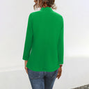 Chic Long Sleeve Blouse with Straight Cut and Trendy Lapels