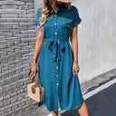 Chic Women's Shirt Dress with Stylish Tie Belt and Classic Button Design