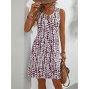 Floral Print Sleeveless Dress with Flared Skirt