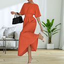 Stylish Midi Dress with Deep Back and Bow Detail