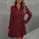 Stylish Women's Shirt Dress with Adjustable Belt and Button Detail