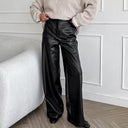 Chic Wide Faux Leather Trousers for Women