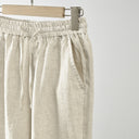 Women's Linen Trousers with Elastic Waist and Side Pockets