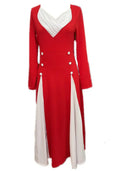 Chic Midi Dress with Asymmetrical Hem & Button Accents