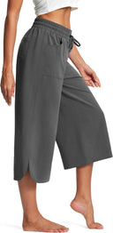 Chic Women's Culottes with Stretch Waist and Handy Pockets