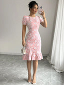 Floral Ruffled Hem Women's Dress