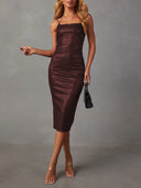 Chic Women's Midi Dress in Matte Fabric
